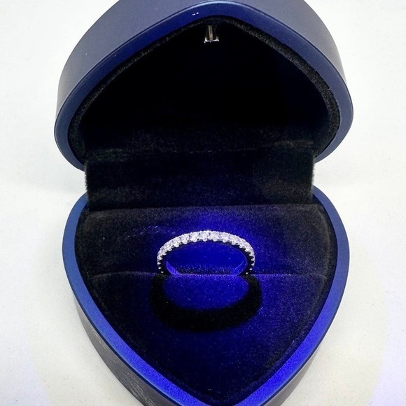 Moissanite Eternity Ring Band 925 18K White Gold Wedding Anniversary 1 Ct - Picture 2 of 11